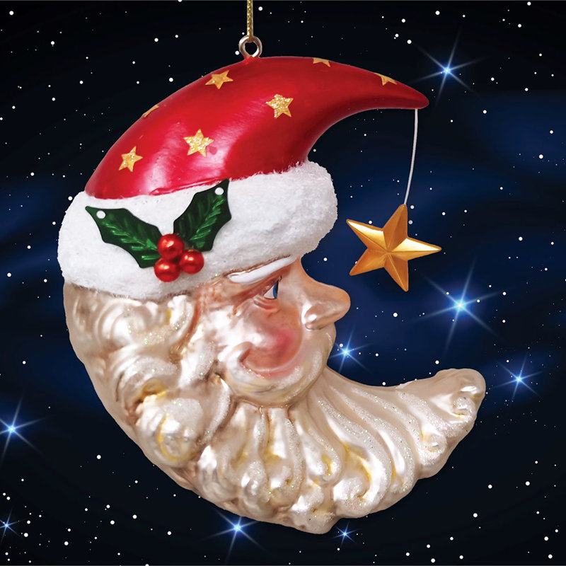 アスティエ・ド・ヴィラッド　クリスマスオーナメント　WINTER S MOON The Holiday Aisle® Celestial Crescent Moon Santa Glass Christmas